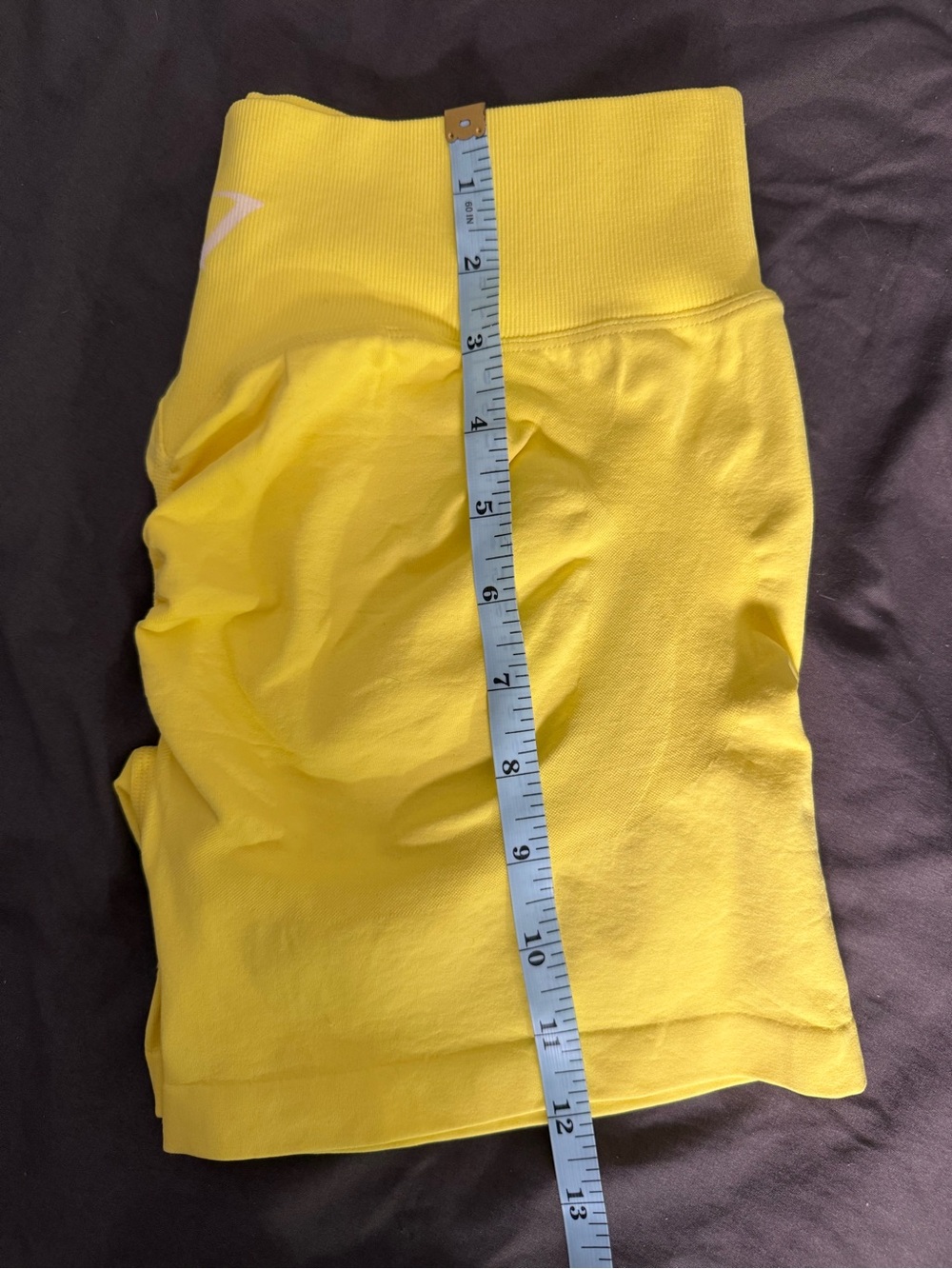 High-Waist Yellow Athletic Compression Shorts by - Picture 7 of 10
